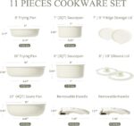 CAROTE 11-Piece Nonstick Cookware Set with Removable Handle, Induction Ready, Oven Safe, Stackable