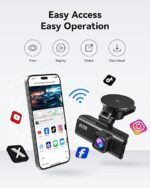 REDTIGER 4K Dash Cam with Wi-Fi GPS, 32GB Card, Night Vision, 170° Wide Angle