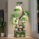 8-Tier Indoor Plant Stand with Grow Lights, 62" Metal Plant Shelf, S-Shaped Design for Home & Patio