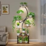 8-Tier Indoor Plant Stand with Grow Lights, 62" Metal Plant Shelf,