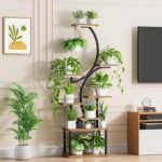 8-Tier Indoor Plant Stand with Grow Lights, 62" Metal Plant Shelf, S-Shaped Design for Home & Patio