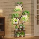 8-Tier Indoor Plant Stand with Grow Lights, 62″ Metal Plant Shelf