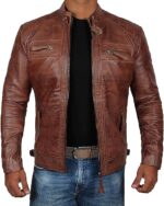 Decrum Real Leather Jacket Men - Motorcycle Black and Brown Leather Jacket