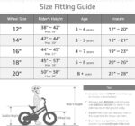 RoyalBaby Kids Bike (12"-20") with Training Wheels, for Ages 3+, Multiple Colors.