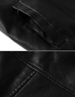 WenVen Men's Stand Collar Fleece Lined Bomber Faux Leather Jacket