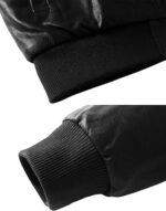 WenVen Men's Stand Collar Fleece Lined Bomber Faux Leather Jacket