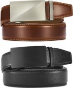 CHAOREN Men 2-Pack Leather Ratchet Belt ,Customizable Fit(35mm)