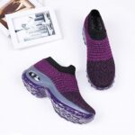 Women's Mesh Slip-On Walking Shoes - Air Cushion Platform Sneakers