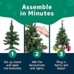 Prextex 23" Mini Christmas Tree with Lights & Ornaments