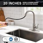 WEWE Brushed Nickel Single Handle Pull-Down Kitchen Faucet